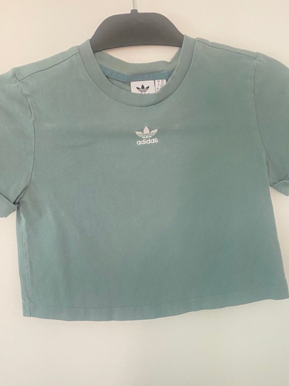 Adidas Sage Green Crop Tee - Size XS